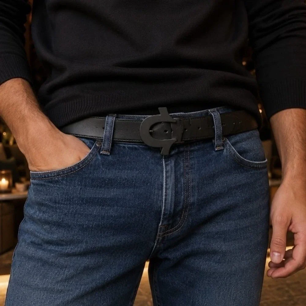 True‎ Religion Mens Reversible Belt Black Tan Monogram Horseshoe Buckle Size 34